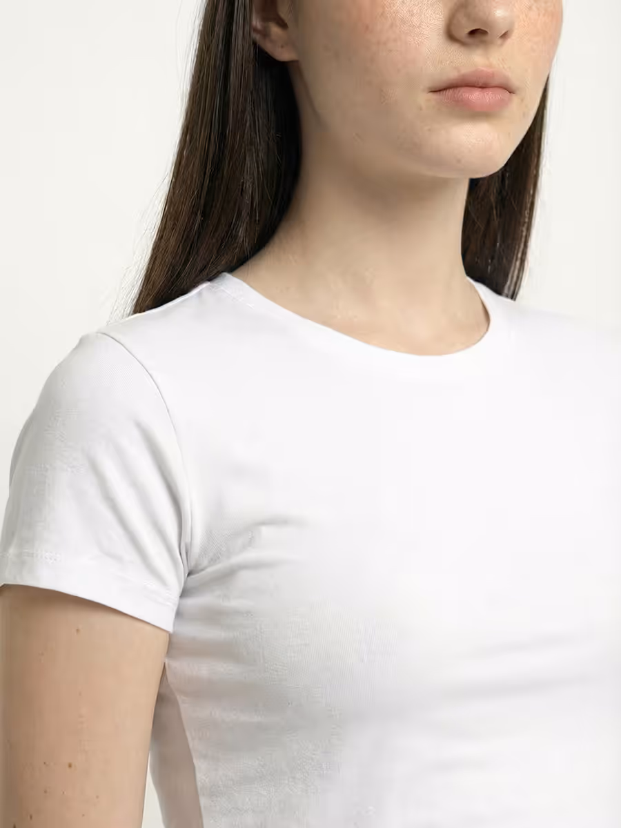 Women's Plain White Half Sleeve Crop Top 6