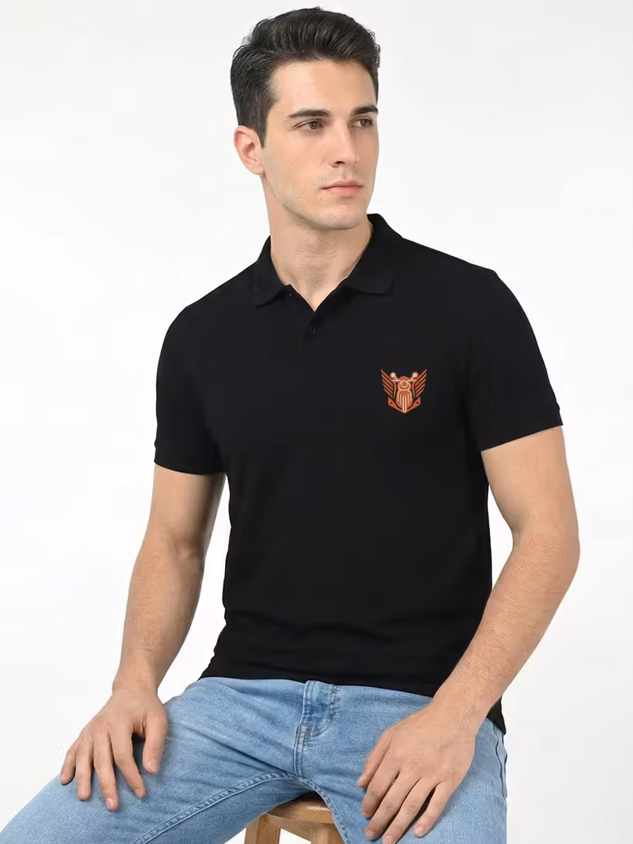 Moto Bike Pocket Print Polo Collar T-Shirt For Men