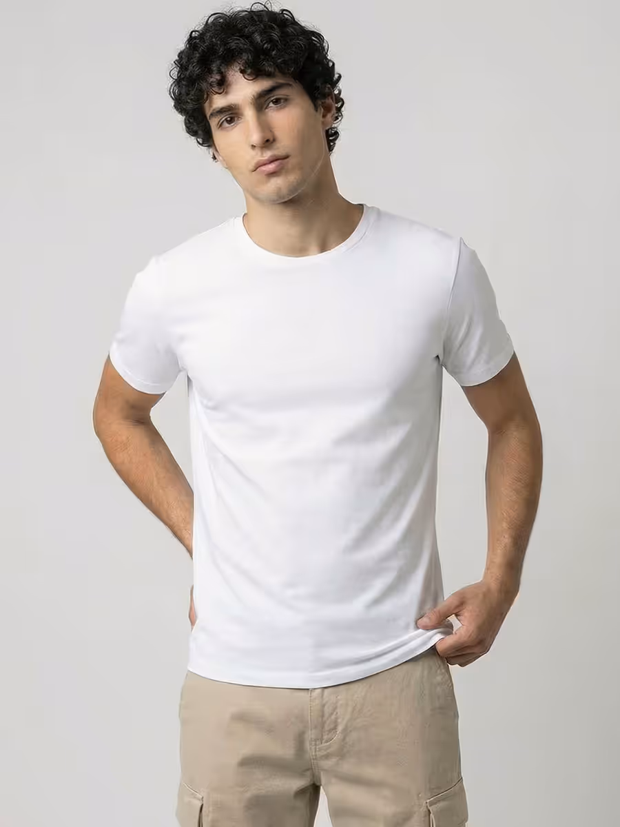 Men's Plain White Half Sleeve Round Neck T-Shirt