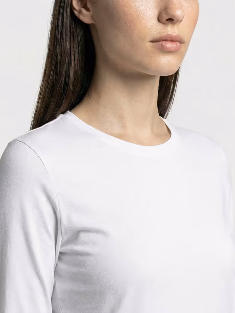 Women's Plain White Full Sleeve Round Neck T-Shirt 6