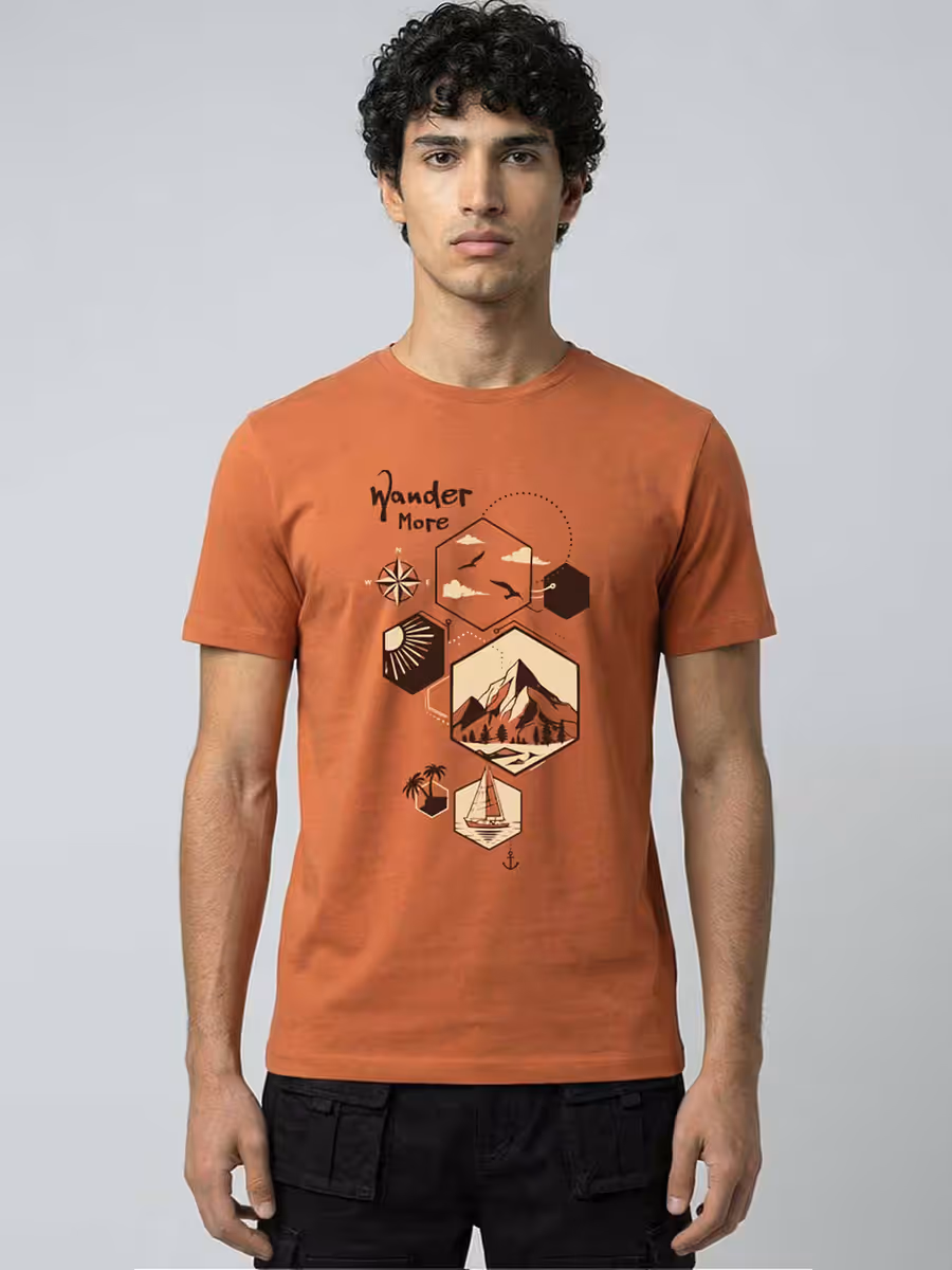 Wander More T-Shirt For Men - Half Sleeve