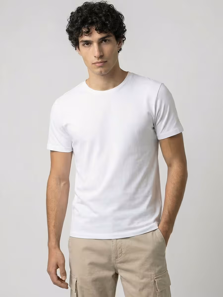 Men's Plain White Half Sleeve Round Neck T-Shirt 2