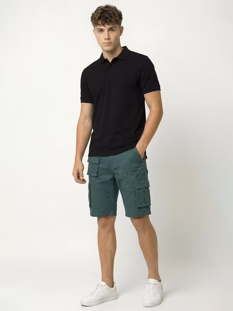Men's Plain Black Polo Collared T-Shirt 4