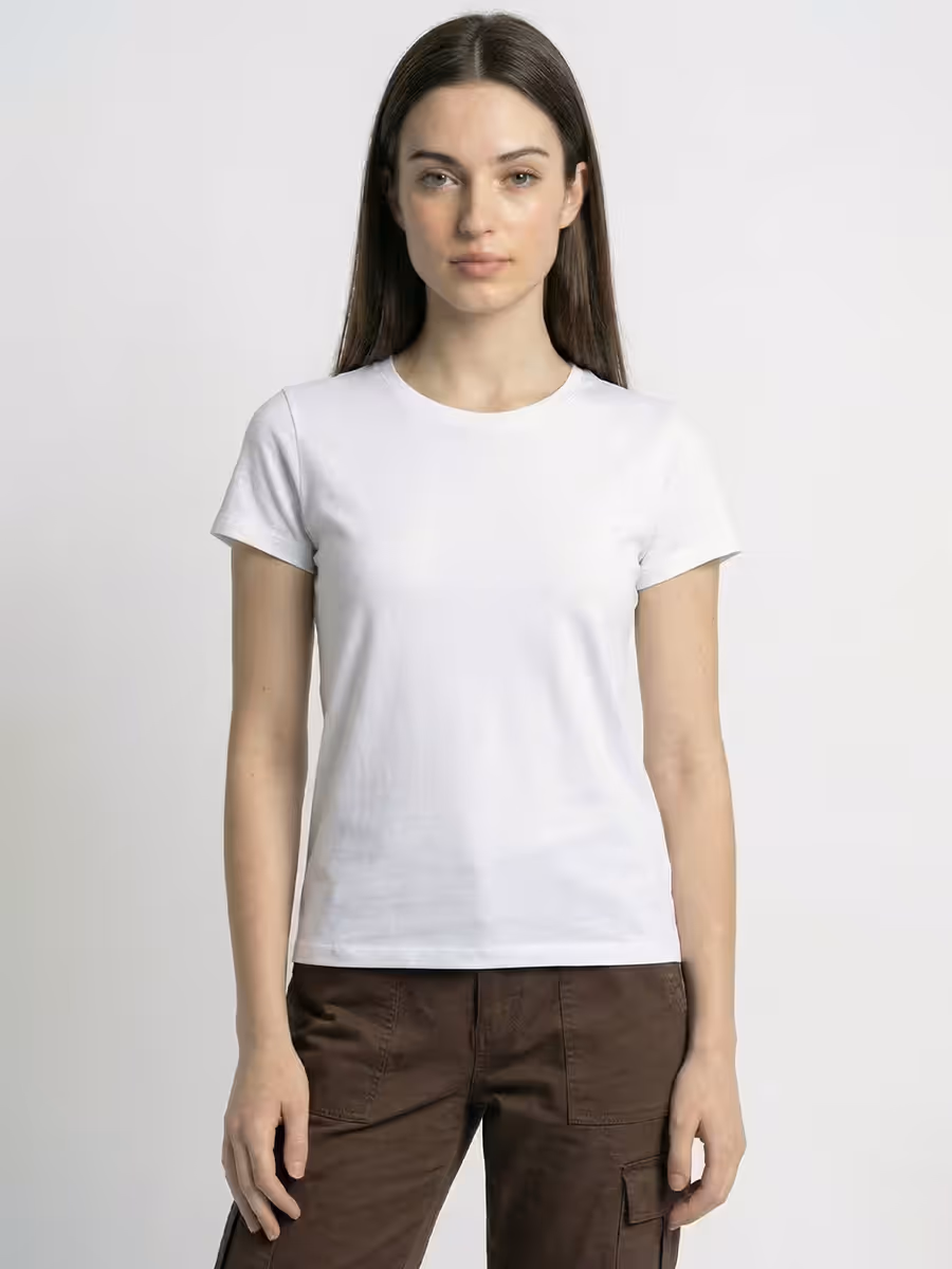 Women's Plain White Half Sleeve Round Neck T-Shirt