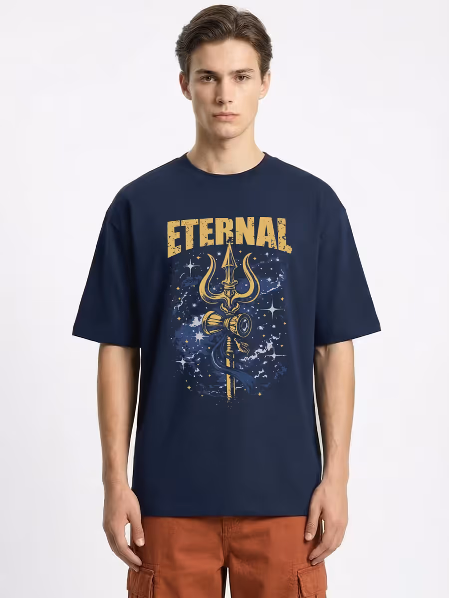 Eternal Cosmic Trishul Streetwear Oversized T-Shirt