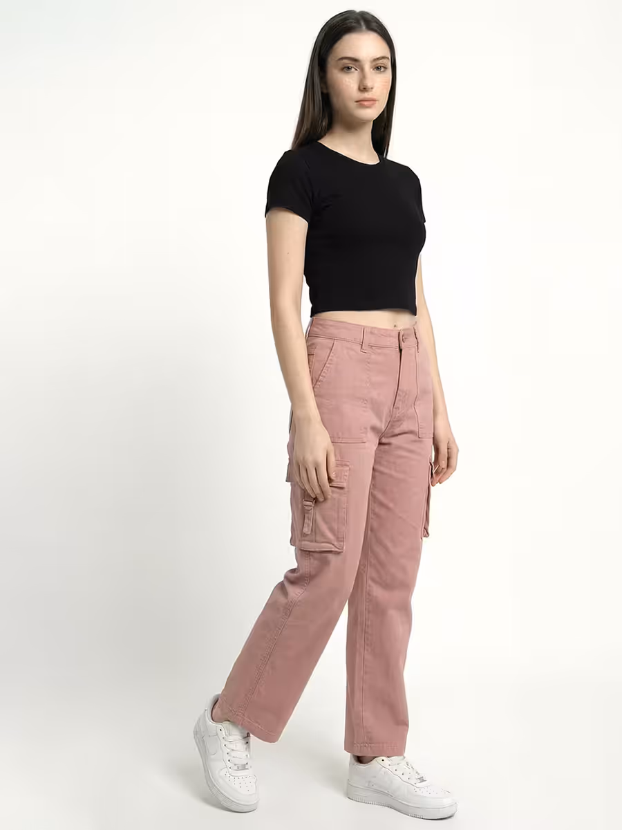 Women's Plain Black Half Sleeve Crop Top 4