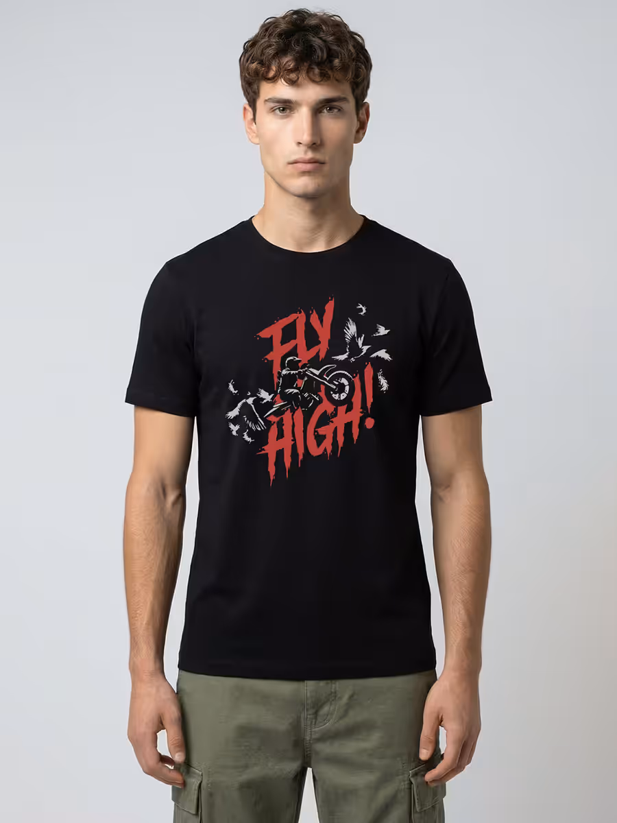 Fly High Bike T-Shirt For Men - Half Sleeve