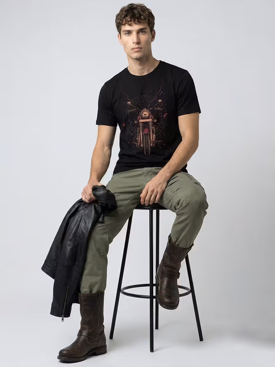 Midnight Rider T-Shirt For Men - Half Sleeve 5