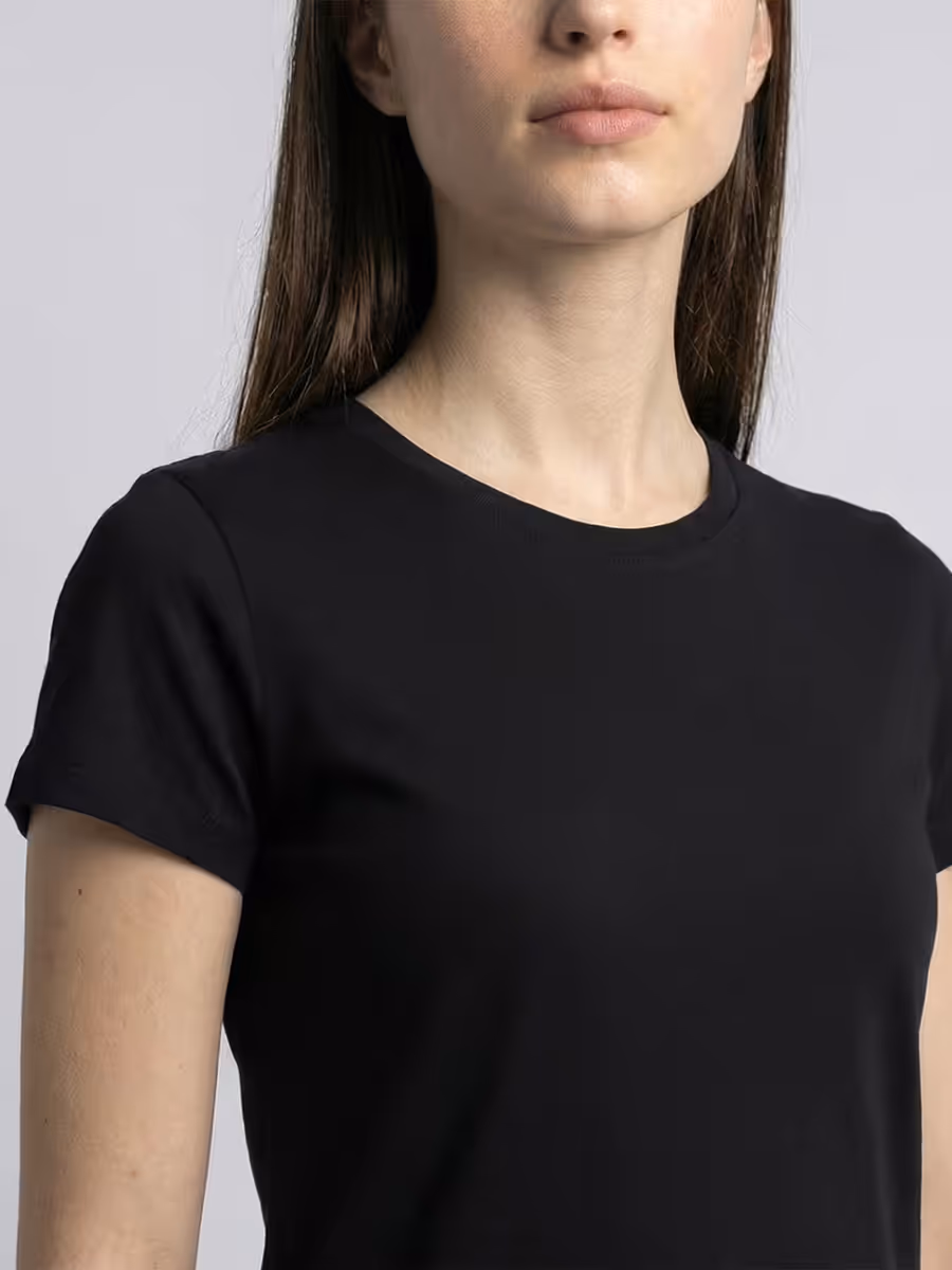 Women's Plain Black Half Sleeve Round Neck T-Shirt 6