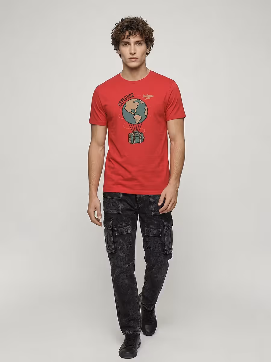 Explorer Travel Globe T-Shirt For Men - Half Sleeve 5