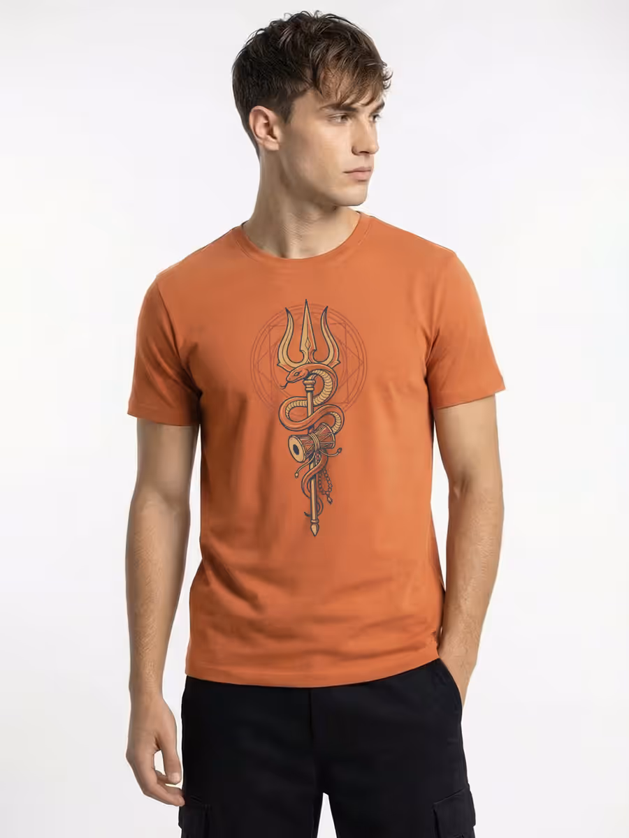 Shiva Trishul Graphic Printed T-Shirt For Men - Half Sleeve