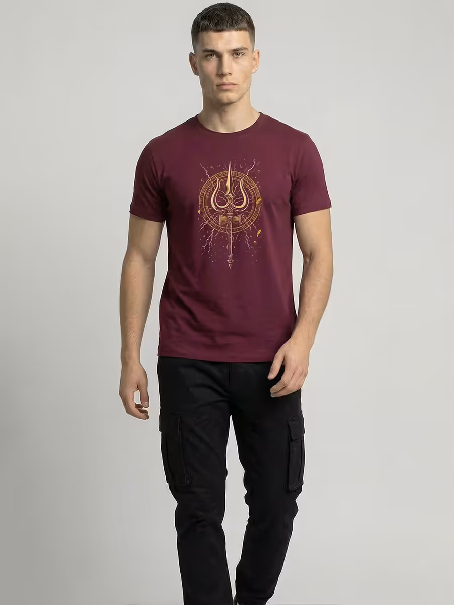 Golden Trishul T-Shirt For Men - Half Sleeve 5