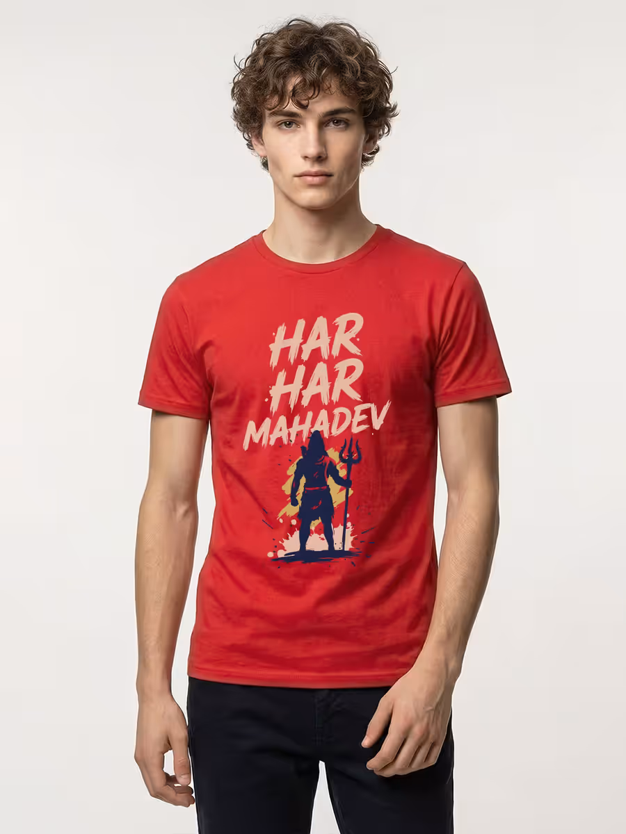Har Har Mahadev Printed T-Shirt For Men - Half Sleeve