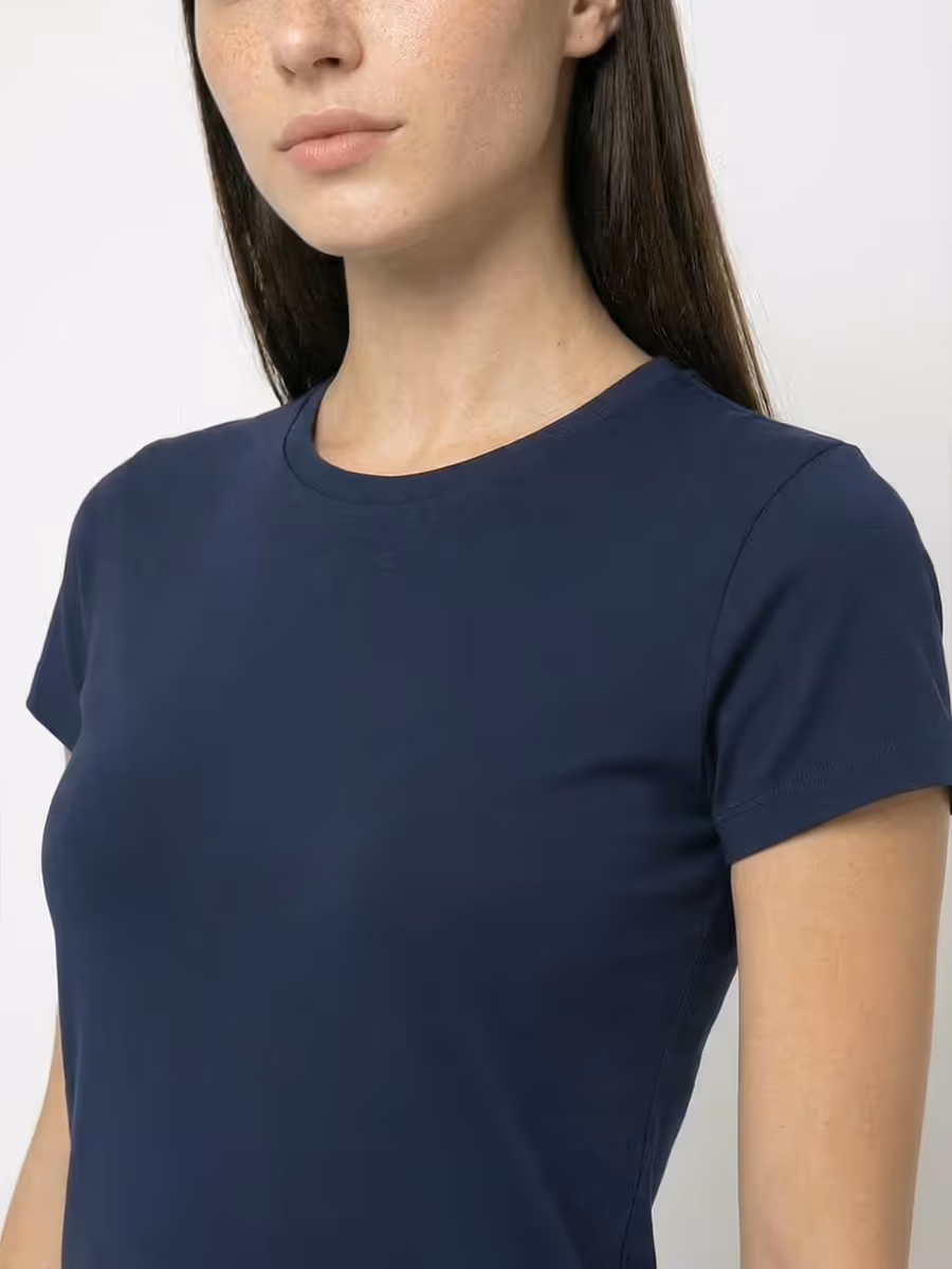 Women's Plain Navy Blue Half Sleeve T-Shirt Dress 6