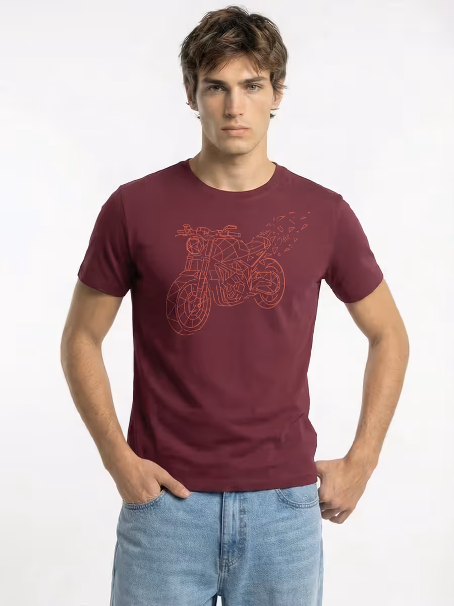 Bike Graphic Printed T-Shirt For Men - Half Sleeve