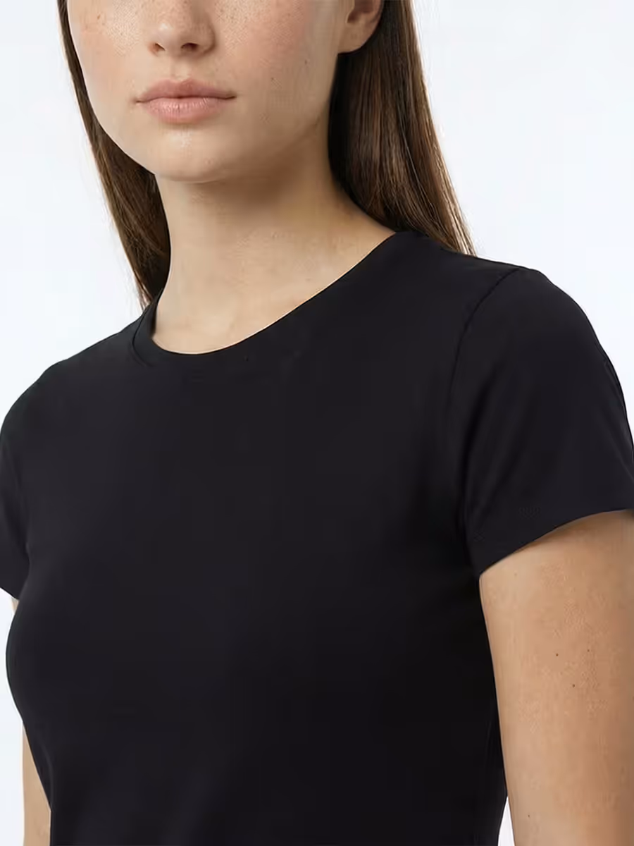 Women's Plain Black Half Sleeve T-Shirt Dress 6