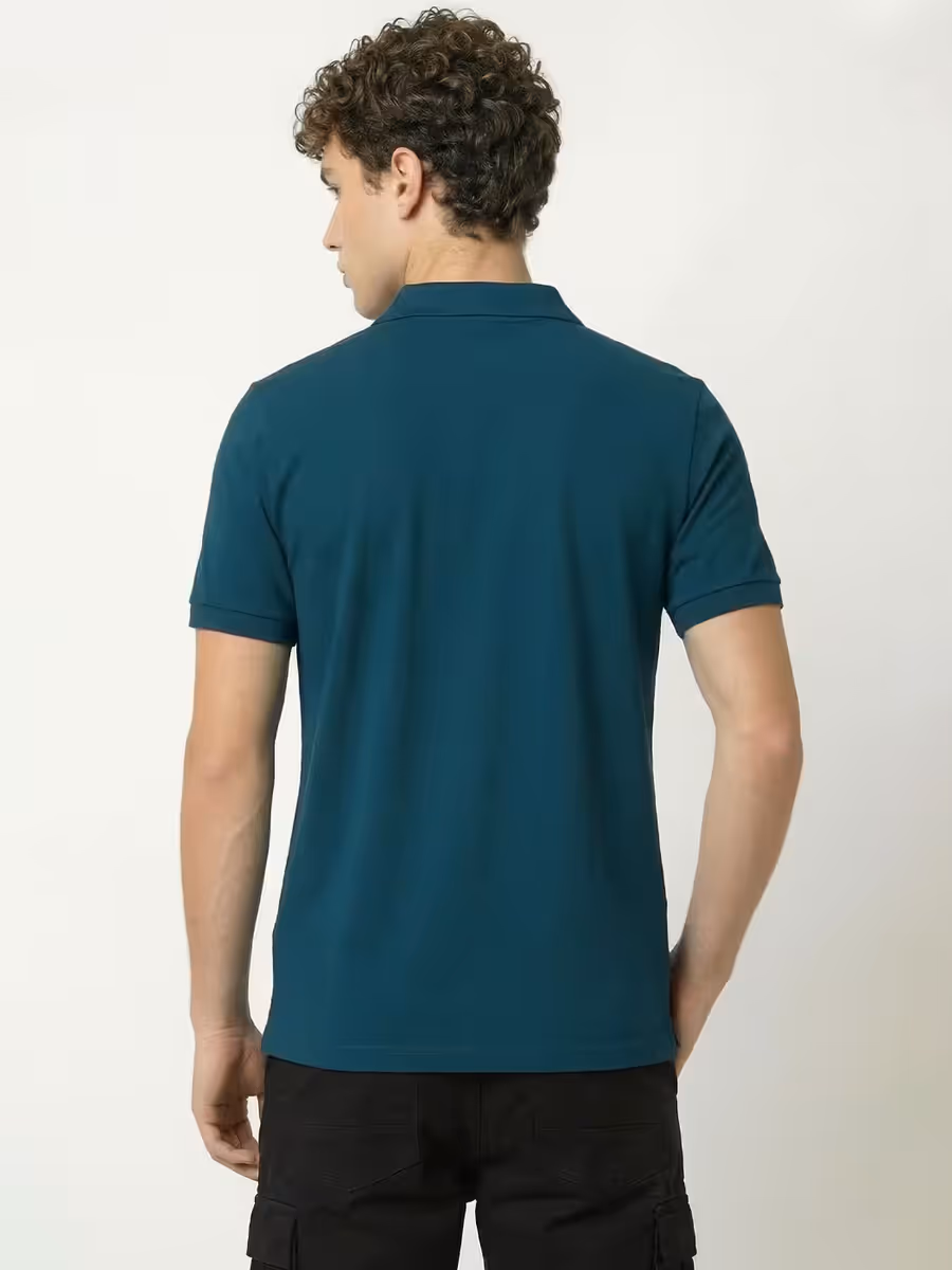 Men's Plain Petrol Half Sleeve Polo T-Shirt 5